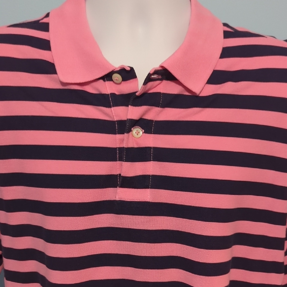 Daniel Cremieux Vibrant Striped Pink And Navy Blue Polo Shirt - Picture 2 of 5